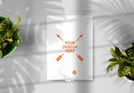 Stationery Mockup Scene with Tropical Environment Background