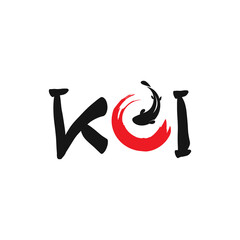 Japanese Koi Logo Template. Koi Fishes Logo. Luck, prosperity and good fortune. Animal, asian.
