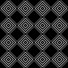 Ethnic seamless surface pattern design with geometric figures. Repeated rhombuses ornamental abstract background. Tribal embroidery motif. Checkered wallpaper. Digital paper, print, page fill. Vector.