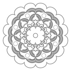 fairy flower. circular ornament. black-and-white isolated contour drawing. embroidery, pattern, coloring, print.