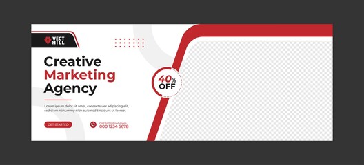 Marketing agency facebook cover and banner template	 - obrazy, fototapety, plakaty