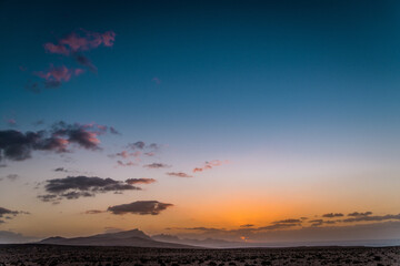 Volcanic desert sunset at the hills of Jandia