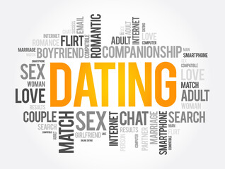 Dating word cloud collage, love concept background