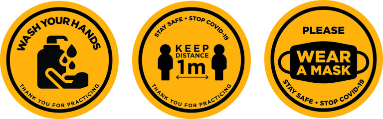 wash your hands keep safe distance and wear a mask sign