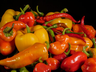 Red and yellow hot chili peppers