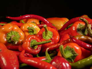 Red and yellow hot chili peppers