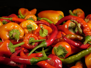 Red and yellow hot chili peppers