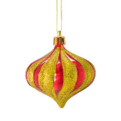 Christmas red and yellow whirligig ball isolated on white