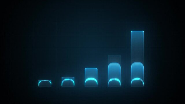 Business Growth And Success Cyber Arrow Infographics/ 4k animation of a business infographics with rising curves and bar stats appearing, symbolizing growth and success