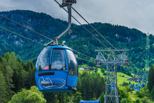 Seiser Alm, Italy - 29 June The cable car at Seiser Alm Alpe Di Siusi Kastelruth, Dolomites, South Tyrol, Italy.