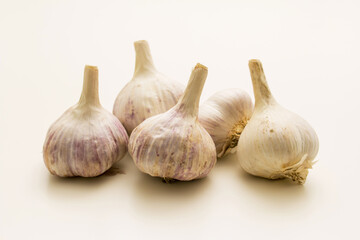 lots of Garlic On a White Background