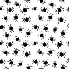 Black spiders seamless Halloween pattern.