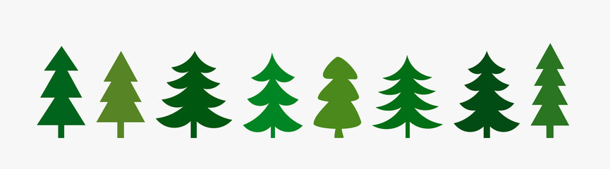 Fototapeta na wymiar Green Christmas trees icons collection.