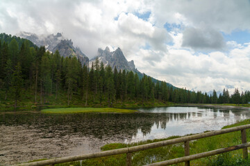 The lake of Misurina, Dolomites, at summer