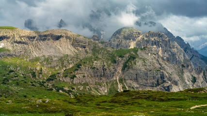 The road to Tre Cime di Lavaredo, Dolomites, at summer