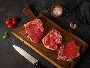 Steak beef diner with basil 