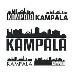Fototapeta na wymiar Kampala Uganda Flat Icon Skyline Vector Silhouette Design Set Logo.