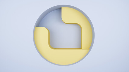 3d render with circle and elements in the wall