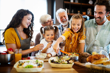 Happy family spending quality time together in the kichen