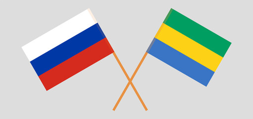 Crossed flags of Gabon and Russia