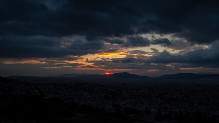 Sunset in Athens after rain