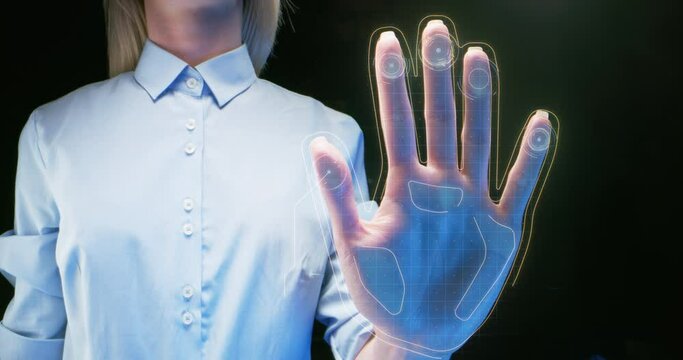 Crop woman passing biometric authentication