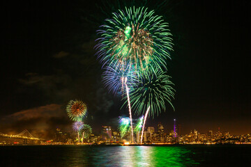 San Francisco New Year's Eve Fireworks with City Skyline