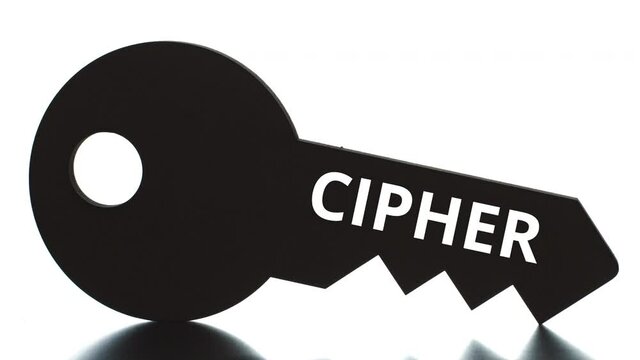 CIPHER text on the key silhouette