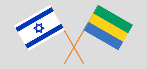 Crossed flags of Gabon and Israel