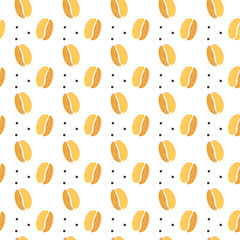 Illustration seamless pattern coffee beans on white background. Simple cute stile.