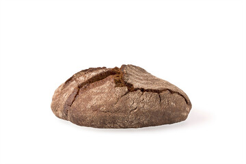 round rye bread with cracked crust isolated on white background