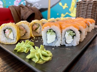 sushi with salmon and cheese