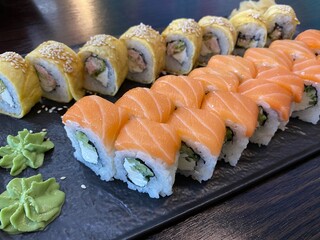sushi with salmon and cheese