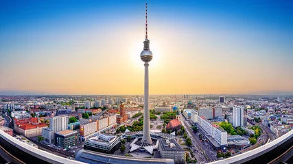 Fototapeten panoramic view at central berlin while sunset © frank peters