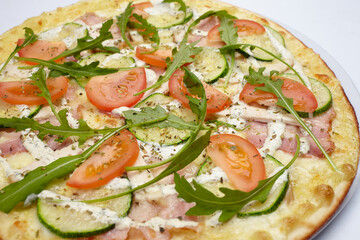 tasty pizza on the white