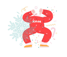 Dancing Santa - Christmas and New Year party - modern flat vector concept illustration of cheerful Santa Claus dancing wearing pajamas