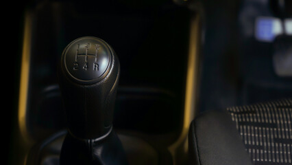 Close up of modern car shift lever