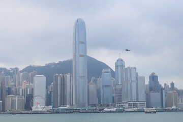 Naklejka premium city harbor helicopter