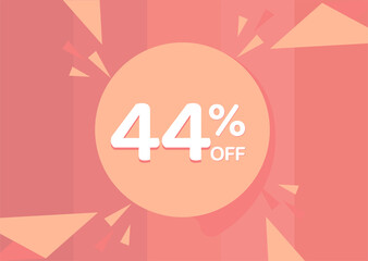 Fototapeta na wymiar 44% OFF Sale Discount Banner, Discount offer, 44% Discount Banner on pinkish background