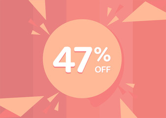 47% OFF Sale Discount Banner, Discount offer, 47% Discount Banner on pinkish background