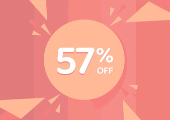 57% OFF Sale Discount Banner, Discount offer, 57% Discount Banner on pinkish background