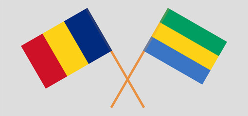 Crossed flags of Gabon and Romania