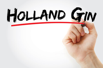 Holland Gin text with marker, concept background