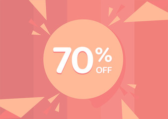 70% OFF Sale Discount Banner, Discount offer, 70% Discount Banner on pinkish background