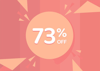 73% OFF Sale Discount Banner, Discount offer, 73% Discount Banner on pinkish background