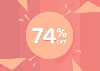 74% OFF Sale Discount Banner, Discount offer, 74% Discount Banner on pinkish background