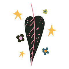 doodle contemporary, leaf foliage flowers stars design