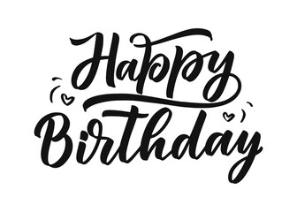 Lettering slogan for Happy Birthday. Hand drawn phrase for gift card, poster and print design. Modern calligraphy celebration text. Vector