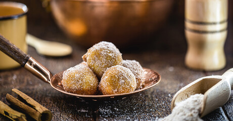 The fried sweet pastry or fried dumplings, known as Fritule, is a typical dessert of the Adriatic...