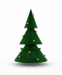 Abstract green Christmas tree 3d illustration background